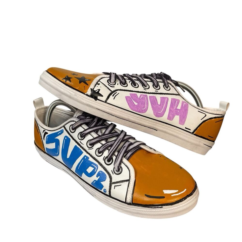Jonsen Milan Cartoon Style SUP?  YUH Men's 10.5 Leather Sneakers Shoes MY856